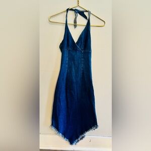 Vintage Denim Halter Dress Y2K Sz S/M